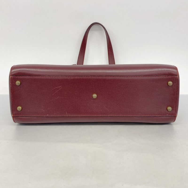 【5ic3029】カルティエ ショルダーバッグ マスト レザー ボルドー ゴールド金具【中古】レディース
