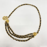 【5ic3063】シャネル ベルト チェーンベルト ゴールド ブラック ゴールド金具【中古】レディース
