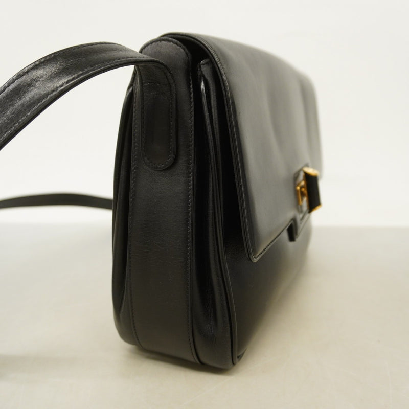 【5ic3627】グッチ ショルダーバッグ 001 110 0516 レザー ブラック ゴールド金具【中古】レディース