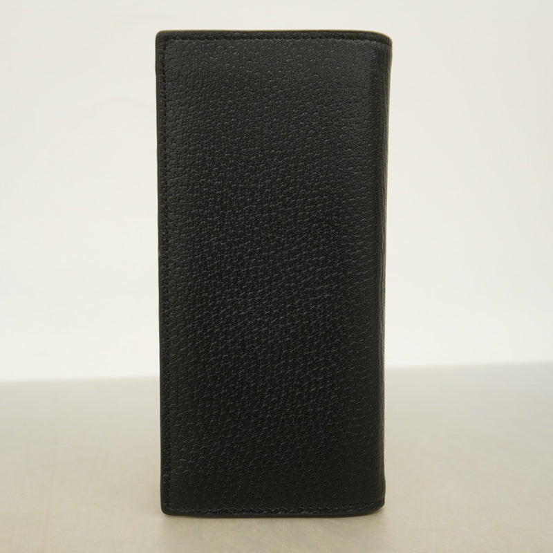 【5ic3629】グッチ 長財布 GGマーモント 428740 レザー ブラック ゴールド金具【中古】メンズ