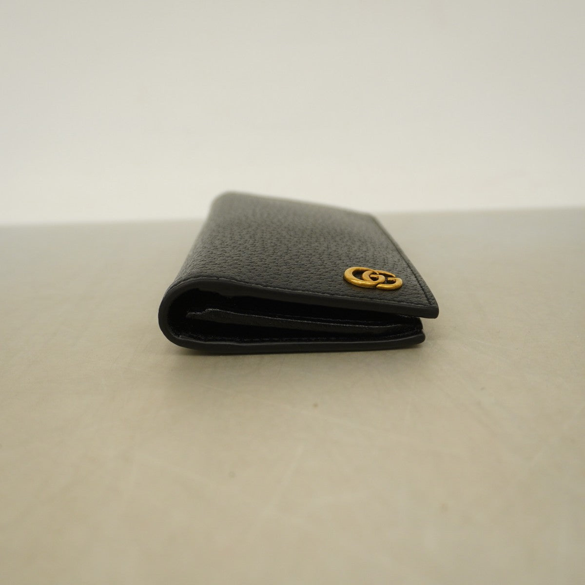 【5ic3629】グッチ 長財布 GGマーモント 428740 レザー ブラック ゴールド金具【中古】メンズ