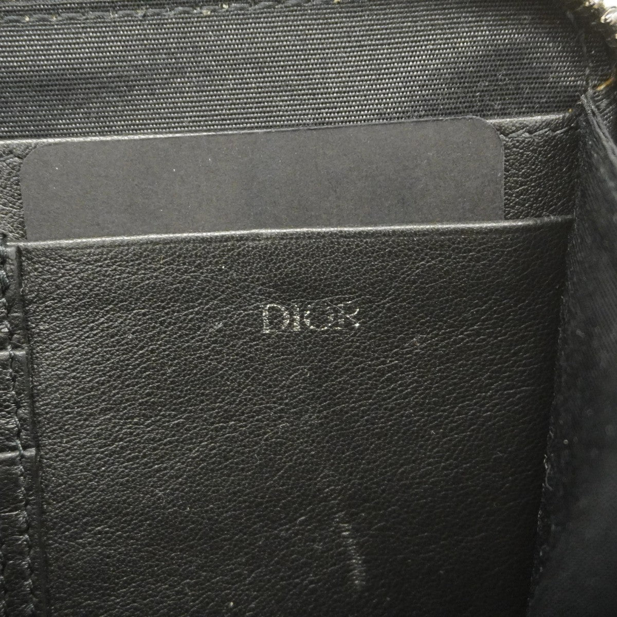【5ic3650】クリスチャンディオール ショルダーバッグ オブリーク キャンバス ネイビー シルバー金具【中古】レディース