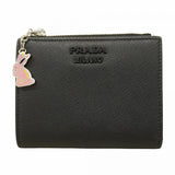 【5ic3651】プラダ 財布 サフィアーノ レザー ブラック シルバー金具【中古】レディース