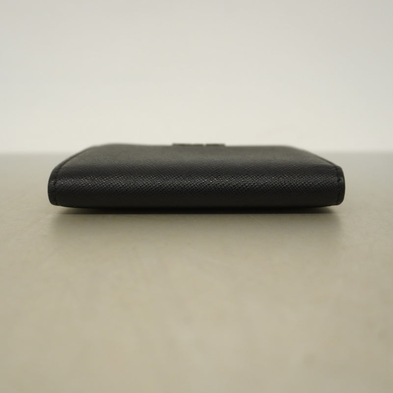 【5ic3651】プラダ 財布 サフィアーノ レザー ブラック シルバー金具【中古】レディース