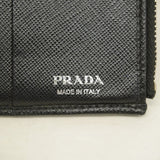 【5ic3651】プラダ 財布 サフィアーノ レザー ブラック シルバー金具【中古】レディース