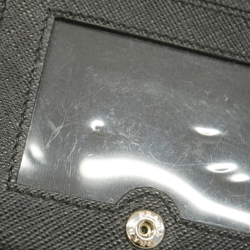 【5ic3651】プラダ 財布 サフィアーノ レザー ブラック シルバー金具【中古】レディース