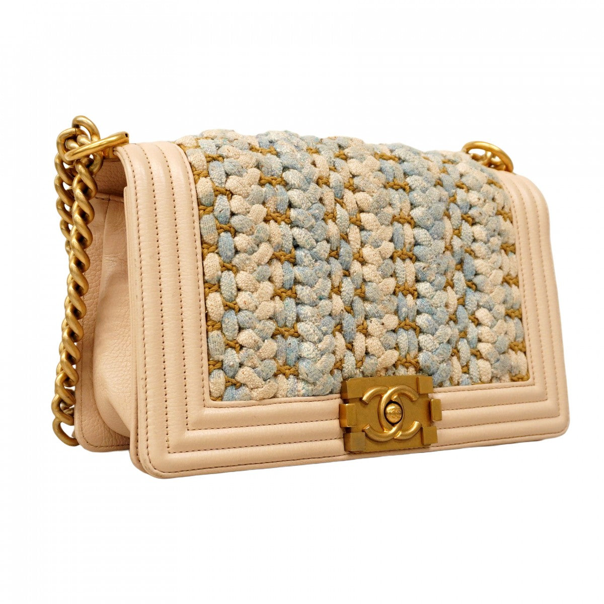 【極美品】CHANEL シャネル ボーイシャネルツイード チェーンショルダー シャネル ボーイシャネル デニム×ツイード チェーンショルダー