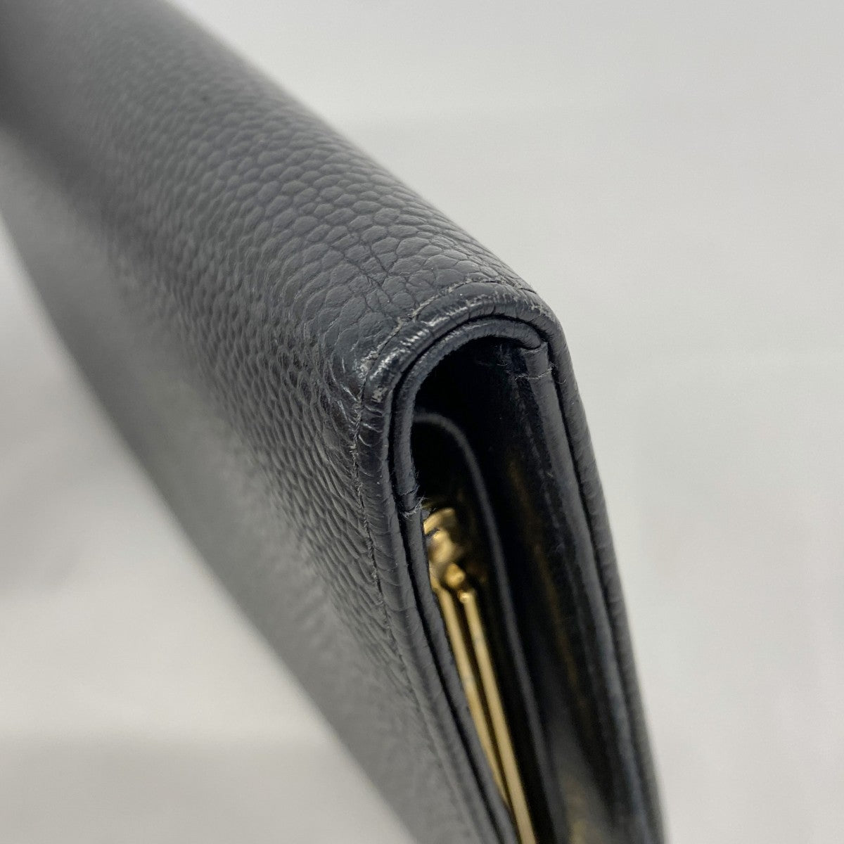 【5ic3706】シャネル 長財布 キャビアスキン ブラック ゴールド金具【中古】レディース
