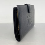【5ic3706】シャネル 長財布 キャビアスキン ブラック ゴールド金具【中古】レディース