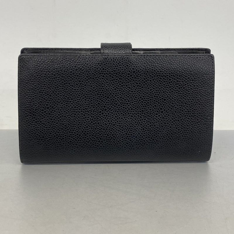 【5ic3706】シャネル 長財布 キャビアスキン ブラック ゴールド金具【中古】レディース