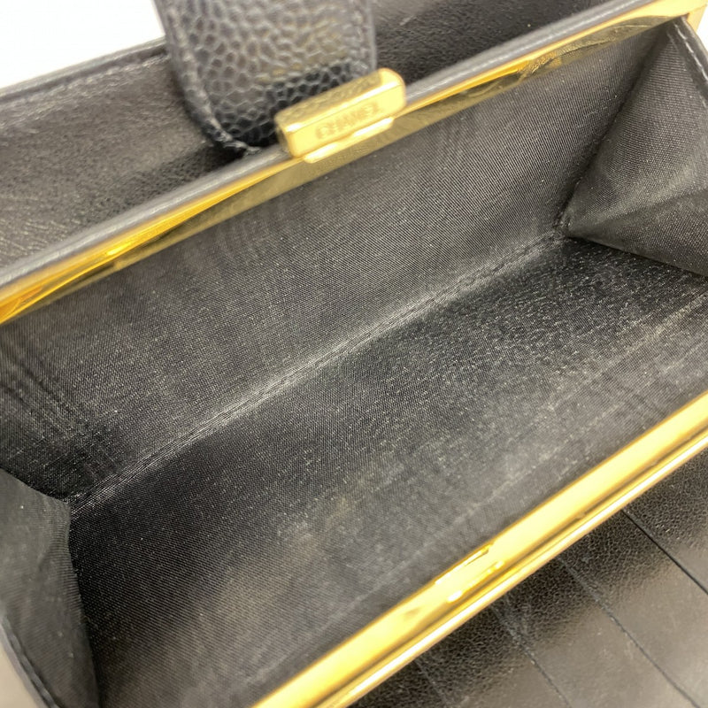 【5ic3706】シャネル 長財布 キャビアスキン ブラック ゴールド金具【中古】レディース