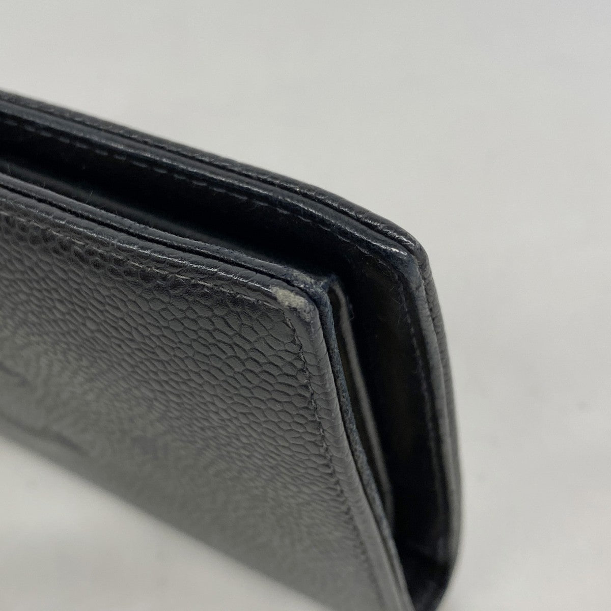 【5ic3706】シャネル 長財布 キャビアスキン ブラック ゴールド金具【中古】レディース
