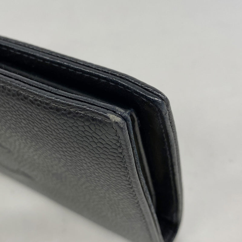 【5ic3706】シャネル 長財布 キャビアスキン ブラック ゴールド金具【中古】レディース