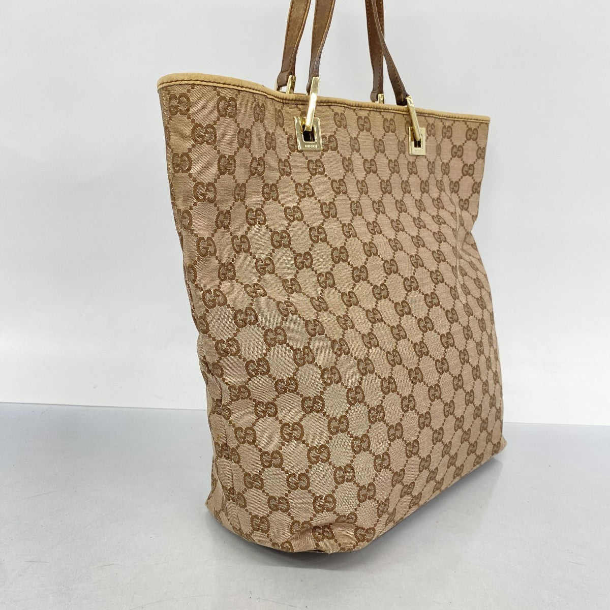 【5ic3733】グッチ トートバッグ GGキャンバス 002 1098 キャンバス ブラウン ピンクベージュ シャンパンゴールド金具【中古】レディース