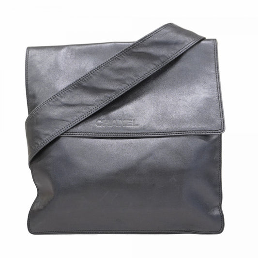 【5ic3738】シャネル ショルダーバッグ ラムスキン ブラック ゴールド金具【中古】レディース