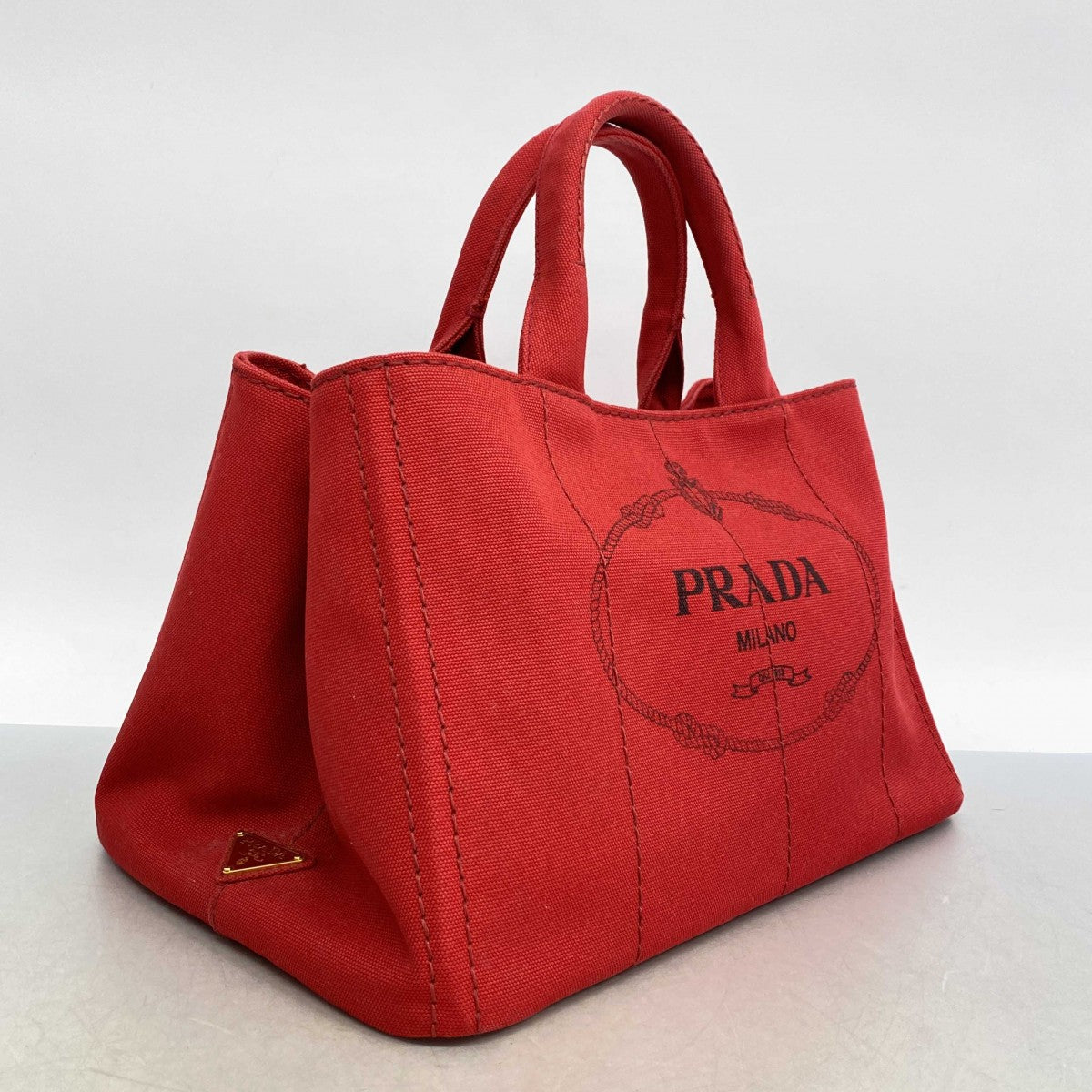 PRADA 赤 カナパ　キャンバス トートバッグ 5ic4139】プラダ トートバッグ カナパ キャンバス レッド