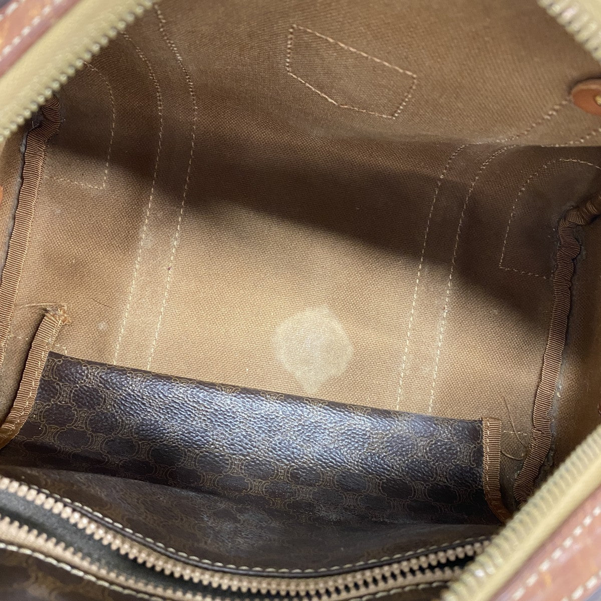 【美品】セリーヌ　ハンドバッグ　馬車金具　ゴールド金具　マカダム柄　PVC　革 CELINE セリーヌ ハンドバッグ マイクロミニ ボストンバック M16