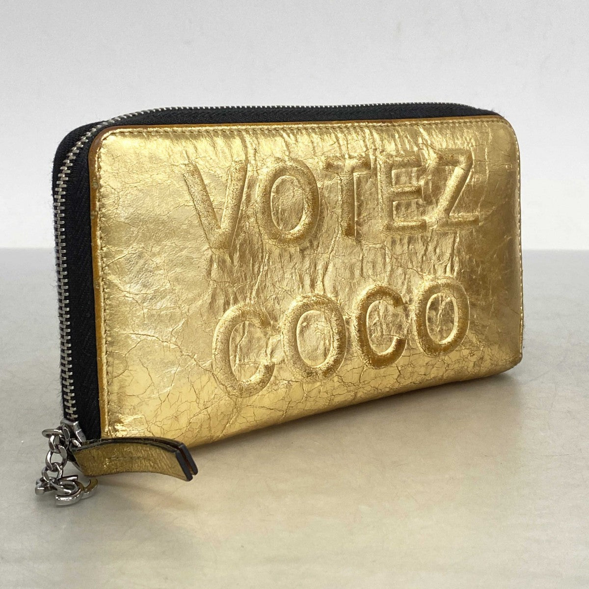 5id4195-h】シャネル 長財布 VOTEZ COCO レザー ゴールド