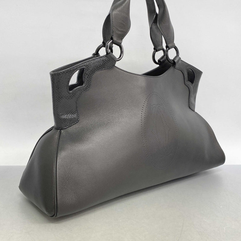 ✨極美品✨カルティエ　マルチェロ　ハンドバッグ　レザー×リザード型押し　ブラック CARTIER マルチェロ – Trip