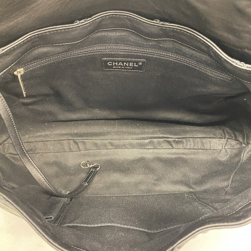 【5id4327-h】シャネル ショルダーバッグ ワイルドステッチ レザー ブラック シルバー金具【中古】レディース