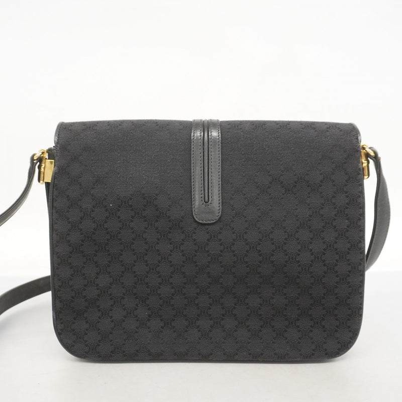 【5id4364】セリーヌ ショルダーバッグ マカダム キャンバス ブラック ゴールド金具【中古】レディース