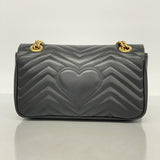 【5id4385】グッチ ショルダーバッグ GGマーモント 443497 レザー ブラック ゴールド金具【中古】レディース