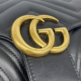 【5id4385】グッチ ショルダーバッグ GGマーモント 443497 レザー ブラック ゴールド金具【中古】レディース