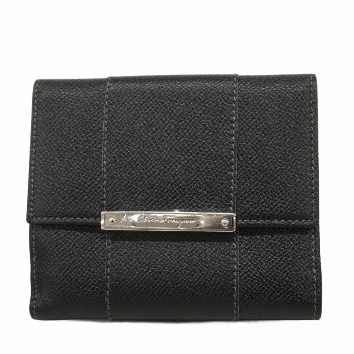 ★在庫処分★SALE【5id4410】サルヴァトーレフェラガモ 財布 レザー ブラック シルバー金具【中古】レディース