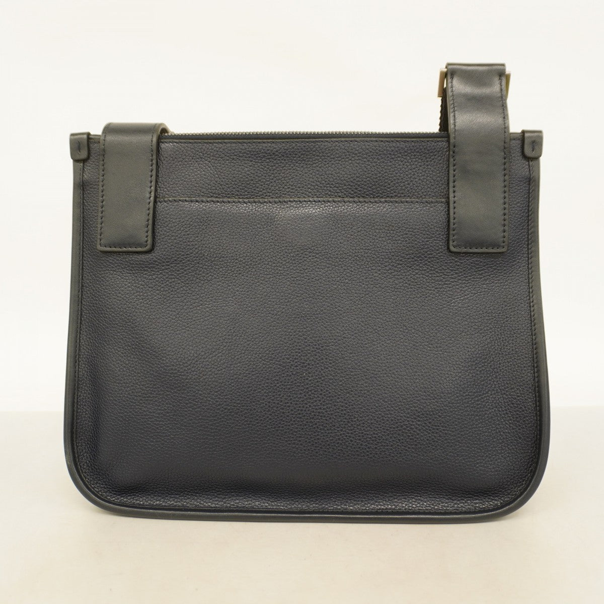 【5id4457】プラダ ショルダーバッグ レザー ネイビー ブラック シルバー金具【中古】メンズ