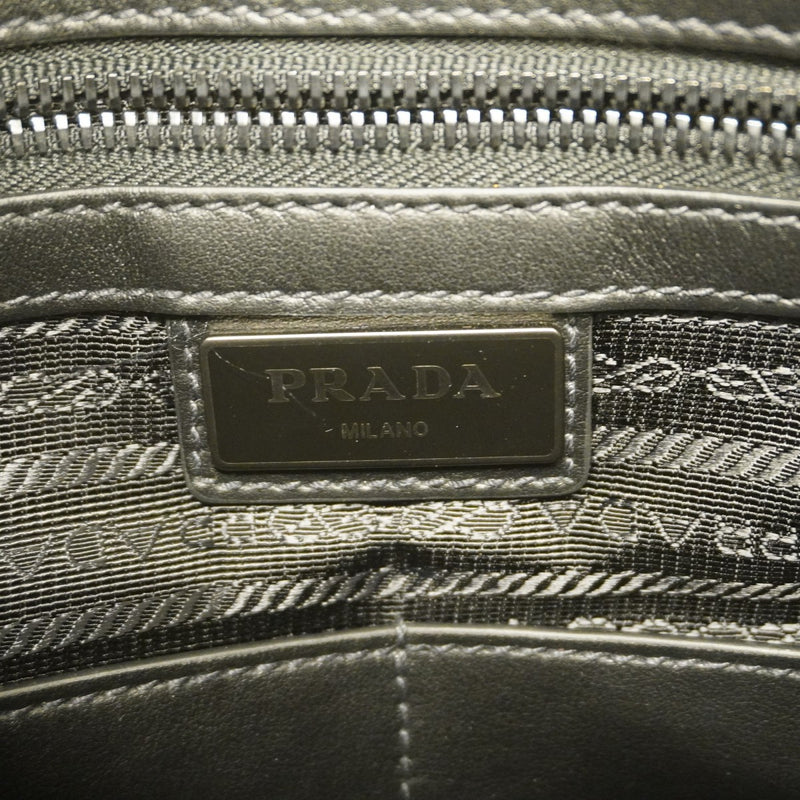 【5id4457】プラダ ショルダーバッグ レザー ネイビー ブラック シルバー金具【中古】メンズ