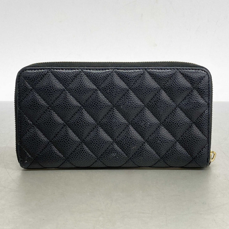 シャネル キャビアスキン マトラッセ ブラック フラップ 長財布 ゴールド金具 5id4495】シャネル 長財布 マトラッセ キャビアスキン ブラック