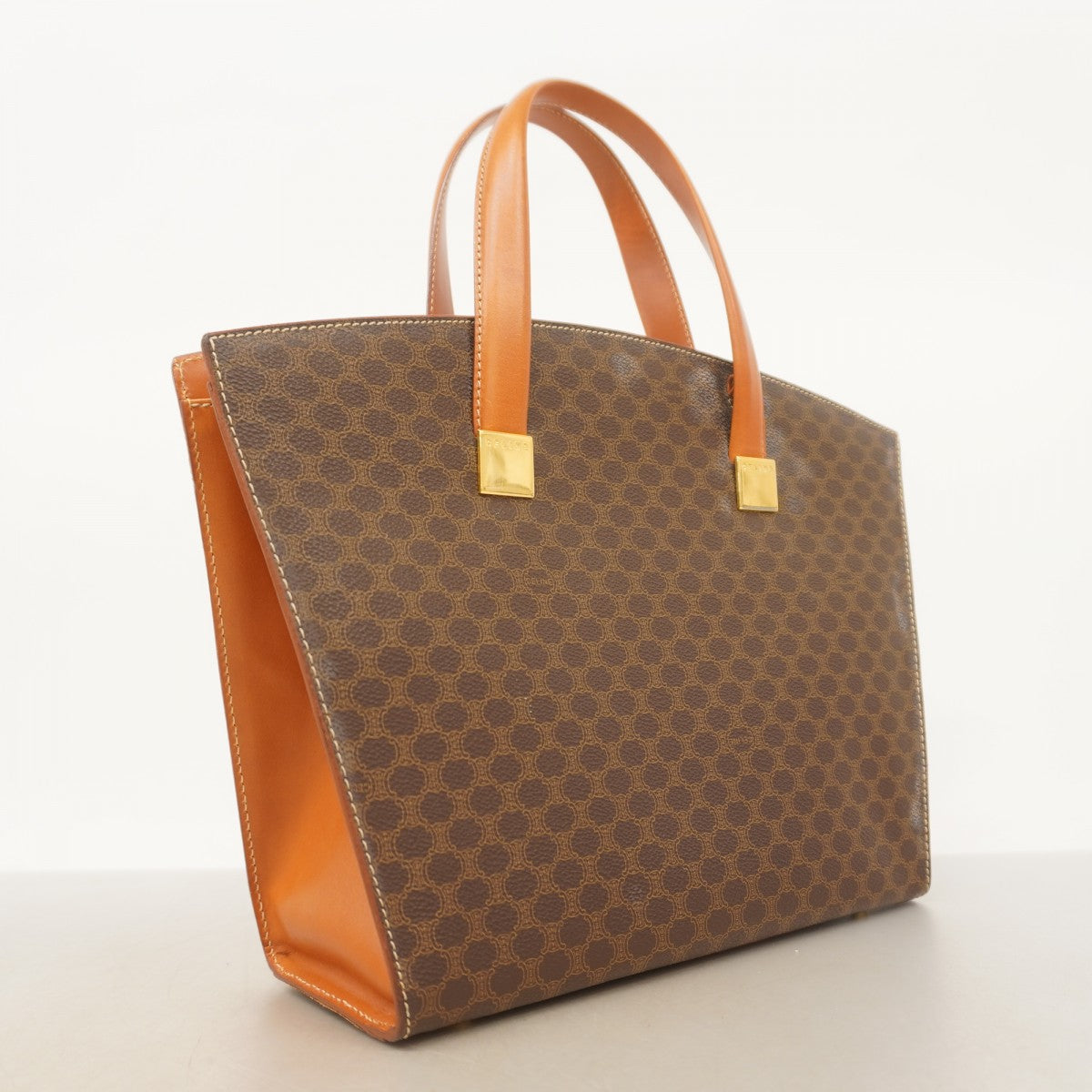 セリーヌ MO7 ハンドバッグ マカダム 金具 仕事 ブラウン ゴールド PVC CELINE セリーヌ マカダム ミニボストンバッグ ハンドバッグ