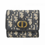 ★SALE【5id5033】クリスチャンディオール 三つ折り財布 トロッター キャンバス ネイビー ゴールド金具【中古】レディース