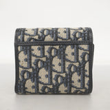 ★SALE【5id5033】クリスチャンディオール 三つ折り財布 トロッター キャンバス ネイビー ゴールド金具【中古】レディース