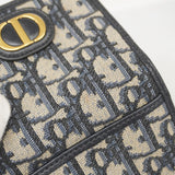 ★SALE【5id5033】クリスチャンディオール 三つ折り財布 トロッター キャンバス ネイビー ゴールド金具【中古】レディース