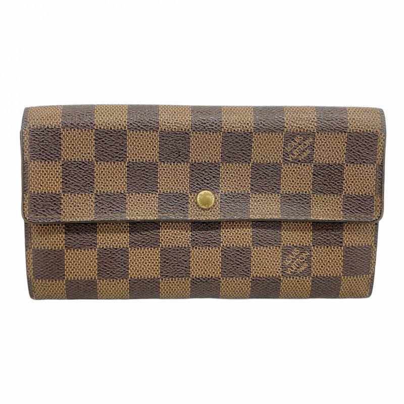 【5id5181】ルイヴィトン 長財布 ダミエ ポシェットポルトモネクレディ N61724 エベヌ【中古】レディース