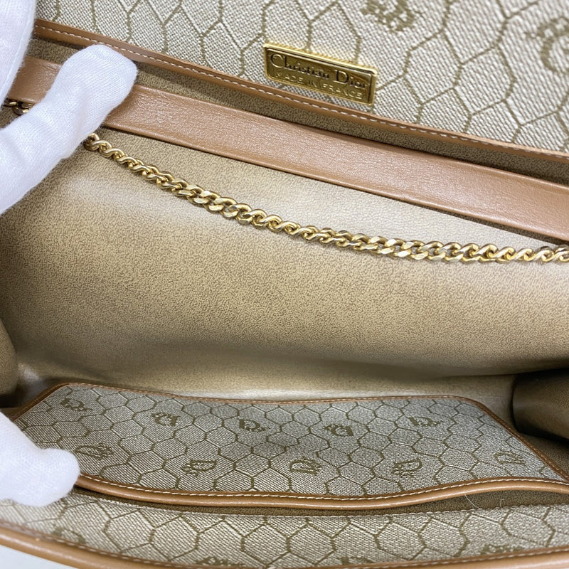 ★SALE【5ie5728】クリスチャンディオール ショルダーバッグ ハニカム PVC ベージュ ブラウン ゴールド金具【中古】レディース