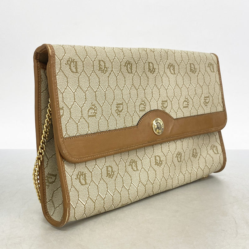 ★SALE【5ie5728】クリスチャンディオール ショルダーバッグ ハニカム PVC ベージュ ブラウン ゴールド金具【中古】レディース