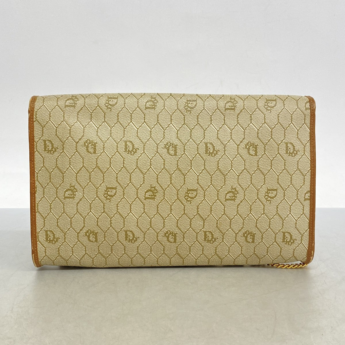 ★SALE【5ie5728】クリスチャンディオール ショルダーバッグ ハニカム PVC ベージュ ブラウン ゴールド金具【中古】レディース