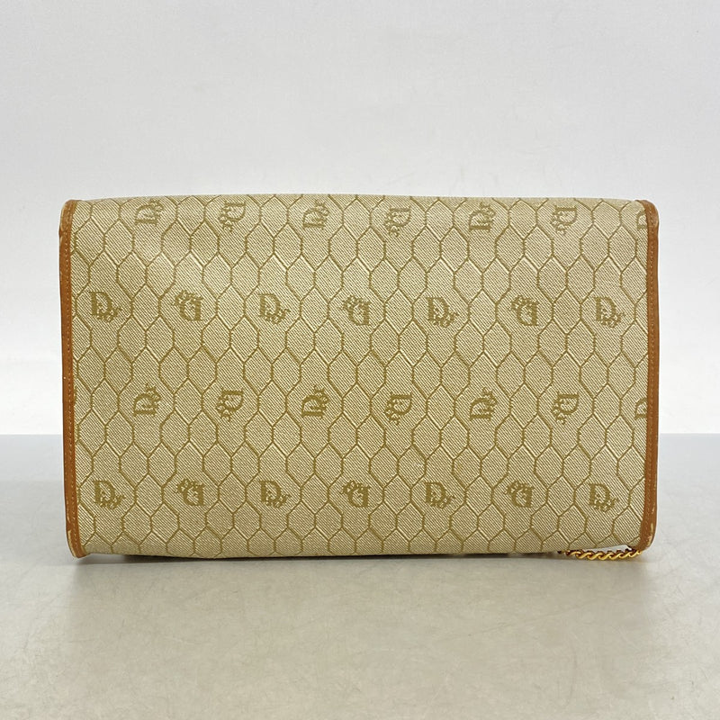 ★SALE【5ie5728】クリスチャンディオール ショルダーバッグ ハニカム PVC ベージュ ブラウン ゴールド金具【中古】レディース