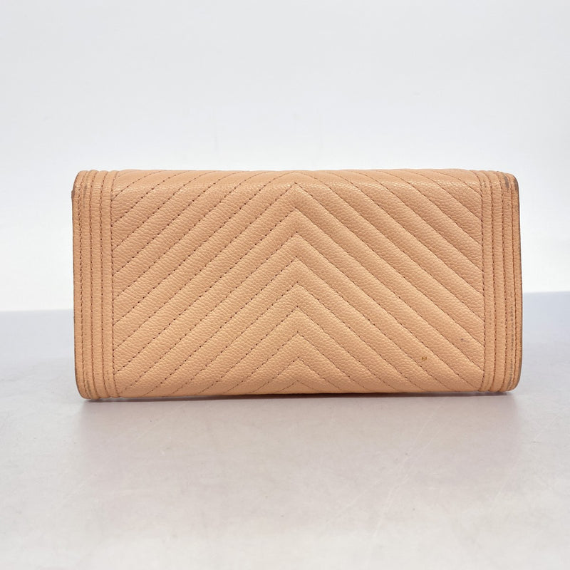 【美品】サンローラン 長財布 ピンク フラッペ Vステッチ キャビアスキン 美品】サンローラン 長財布 フラップ ピンク Vステッチ キャビア