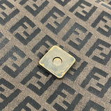 【5ie5851】フェンディ ショルダーバッグ ズッキーノ ナイロンキャンバス ブラウン ブラック ピンクゴールド金具【中古】レディース