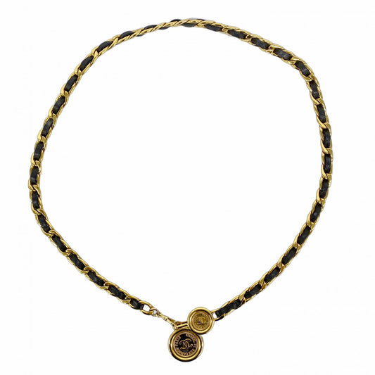 【5ie5853】シャネル ベルト ブラック ゴールド ゴールド金具 チェーン【中古】レディース