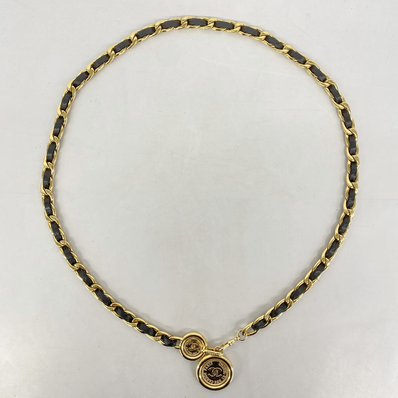 【5ie5853】シャネル ベルト ブラック ゴールド ゴールド金具 チェーン【中古】レディース