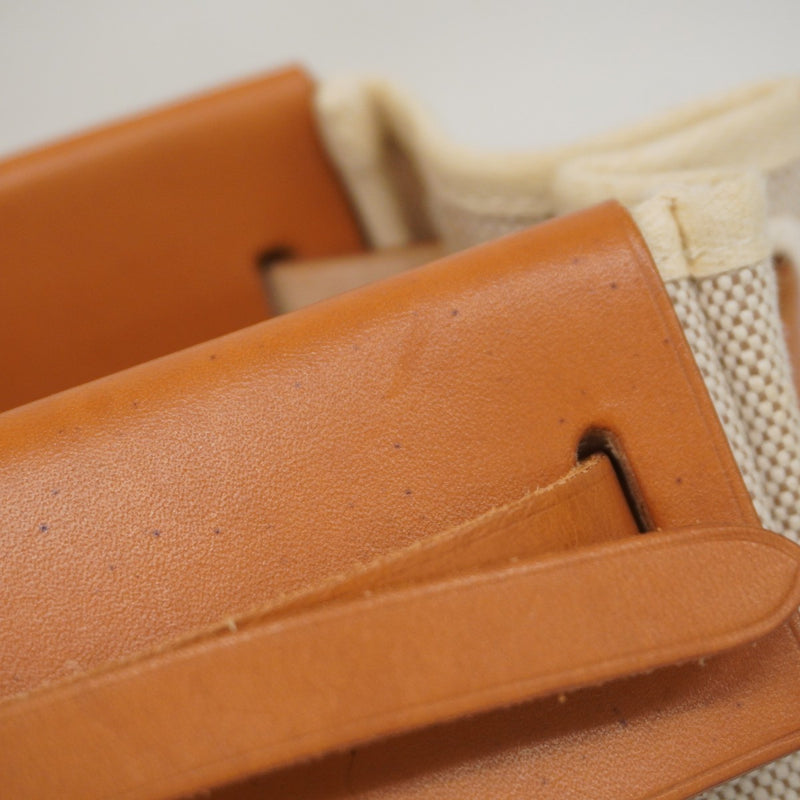 【5ie5921-h】エルメス トートバッグ エールバッグカバスMM トワルアッシュ ナチュラル シルバー金具 □F刻印【中古】レディース
