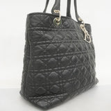 【5ie5953-h】クリスチャンディオール トートバッグ カナージュ レザー ブラック シルバー金具【中古】レディース