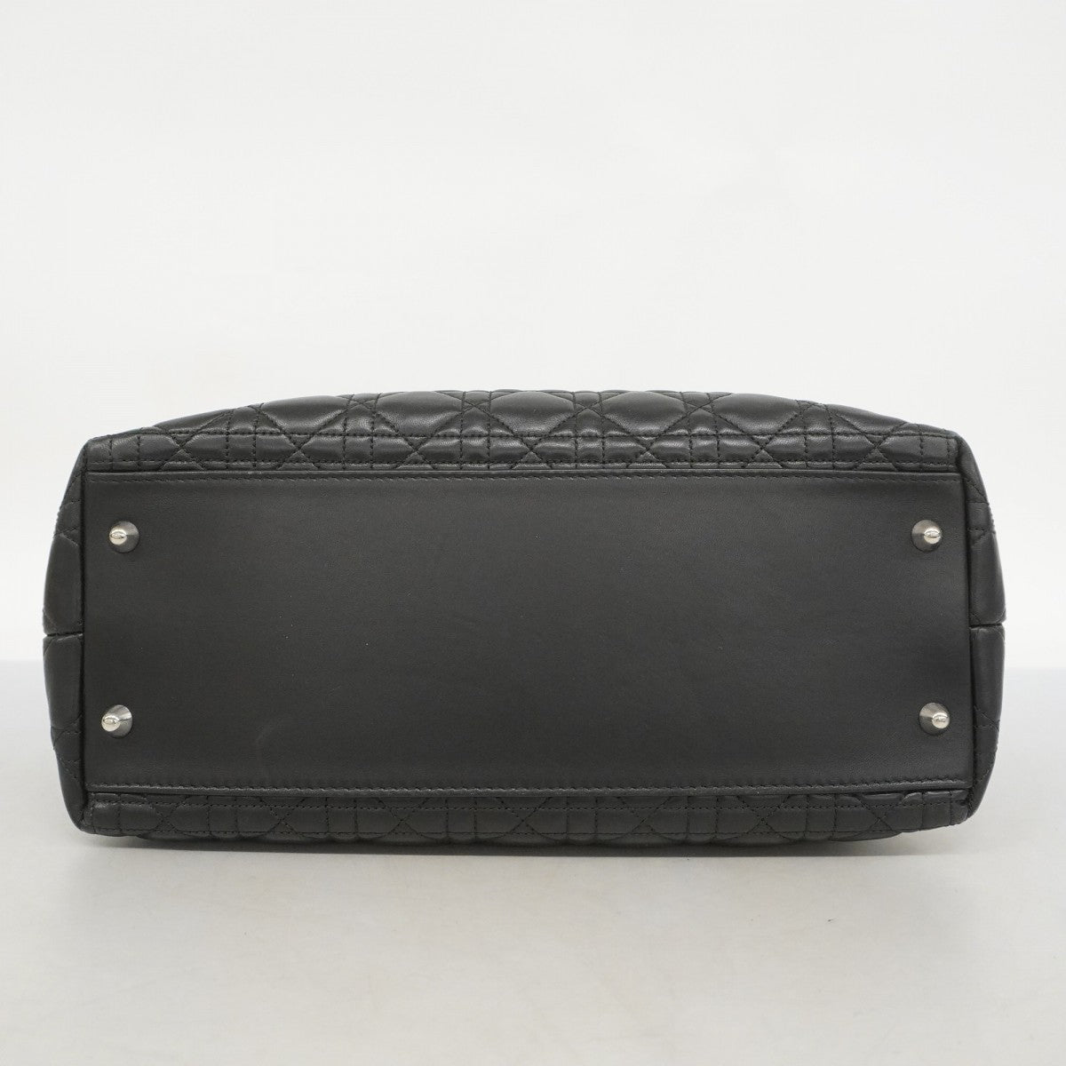 【5ie5953-h】クリスチャンディオール トートバッグ カナージュ レザー ブラック シルバー金具【中古】レディース
