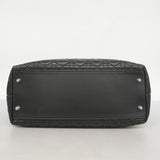 【5ie5953-h】クリスチャンディオール トートバッグ カナージュ レザー ブラック シルバー金具【中古】レディース