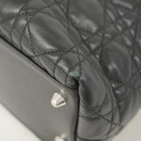 【5ie5953-h】クリスチャンディオール トートバッグ カナージュ レザー ブラック シルバー金具【中古】レディース