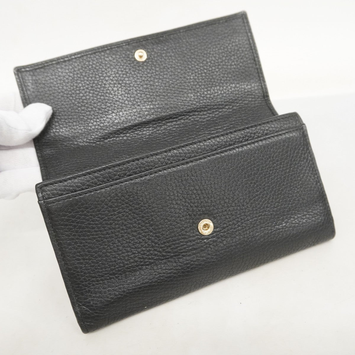 【5ie5969-h】グッチ 長財布 インターロッキングG 598206 レザー ブラック シャンパンゴールド金具【中古】レディース